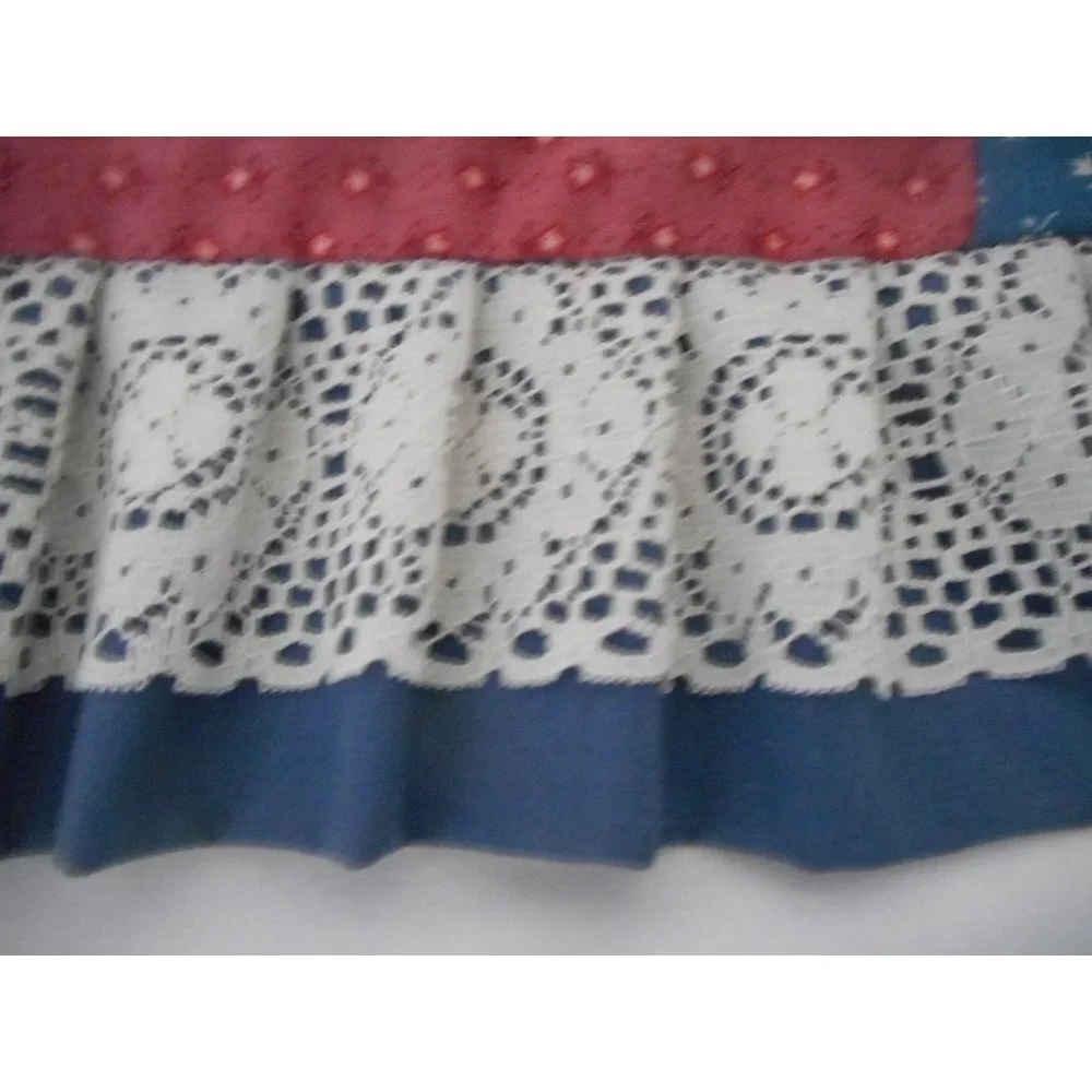 Vtg Handmade Quilted Amish Log Cabin Pattern Throw Pillow cover Blue 17 X 17